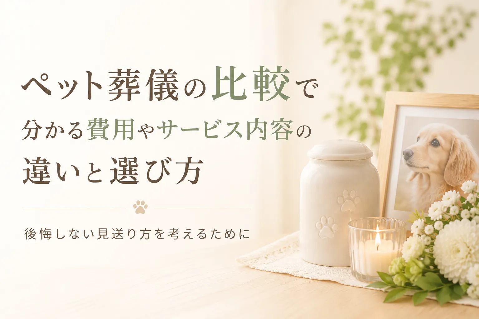 ペット葬儀の比較で分かる費用やサービス内容の違いと選び方