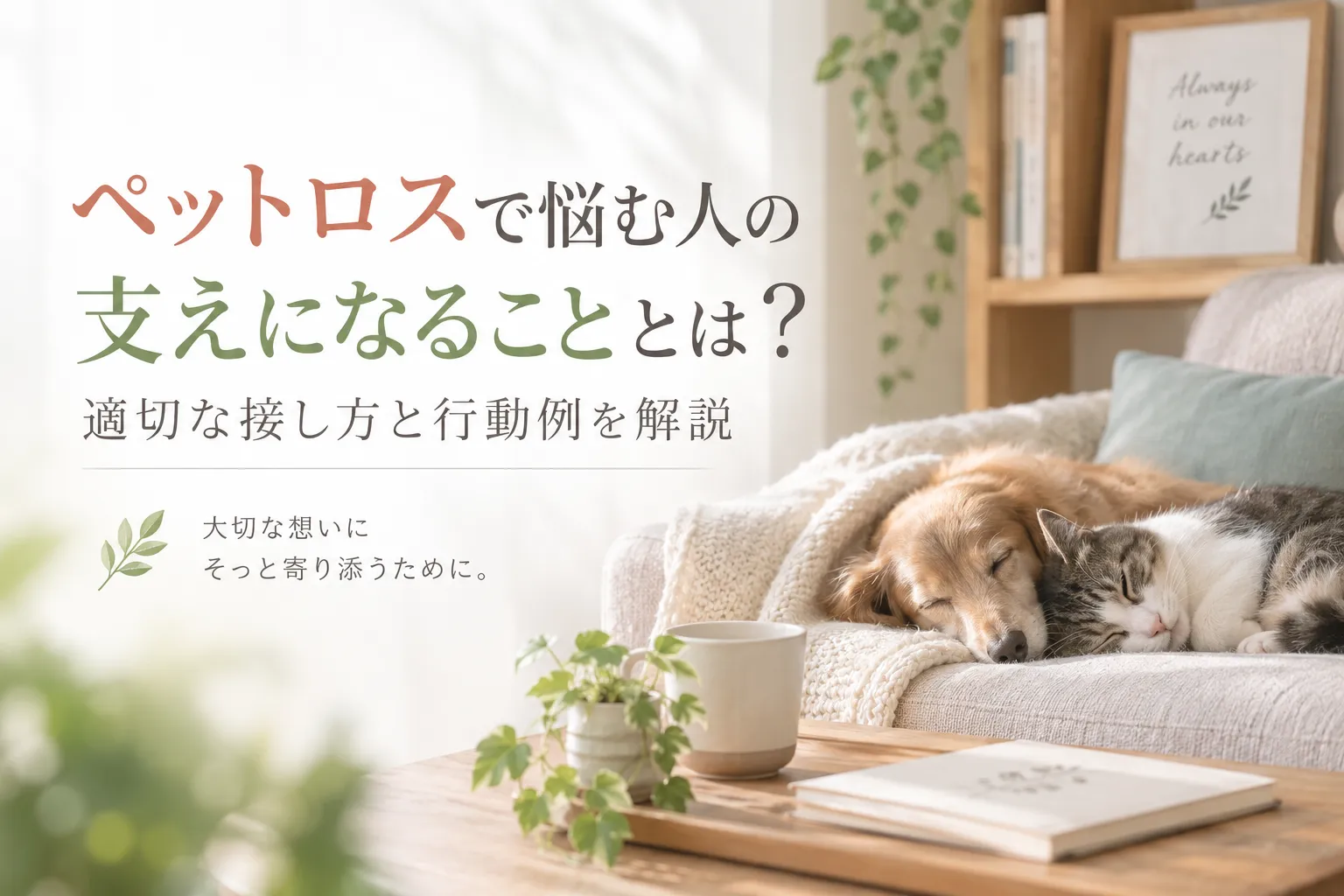 ペットロスで悩む人の支えになることとは？適切な接し方と行動例を解説